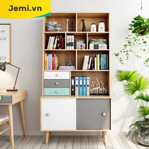 Kệ Sách Đẹp Mới Nhất, Tủ Sách Xám Xanh Giá Rẻ, KSXX02